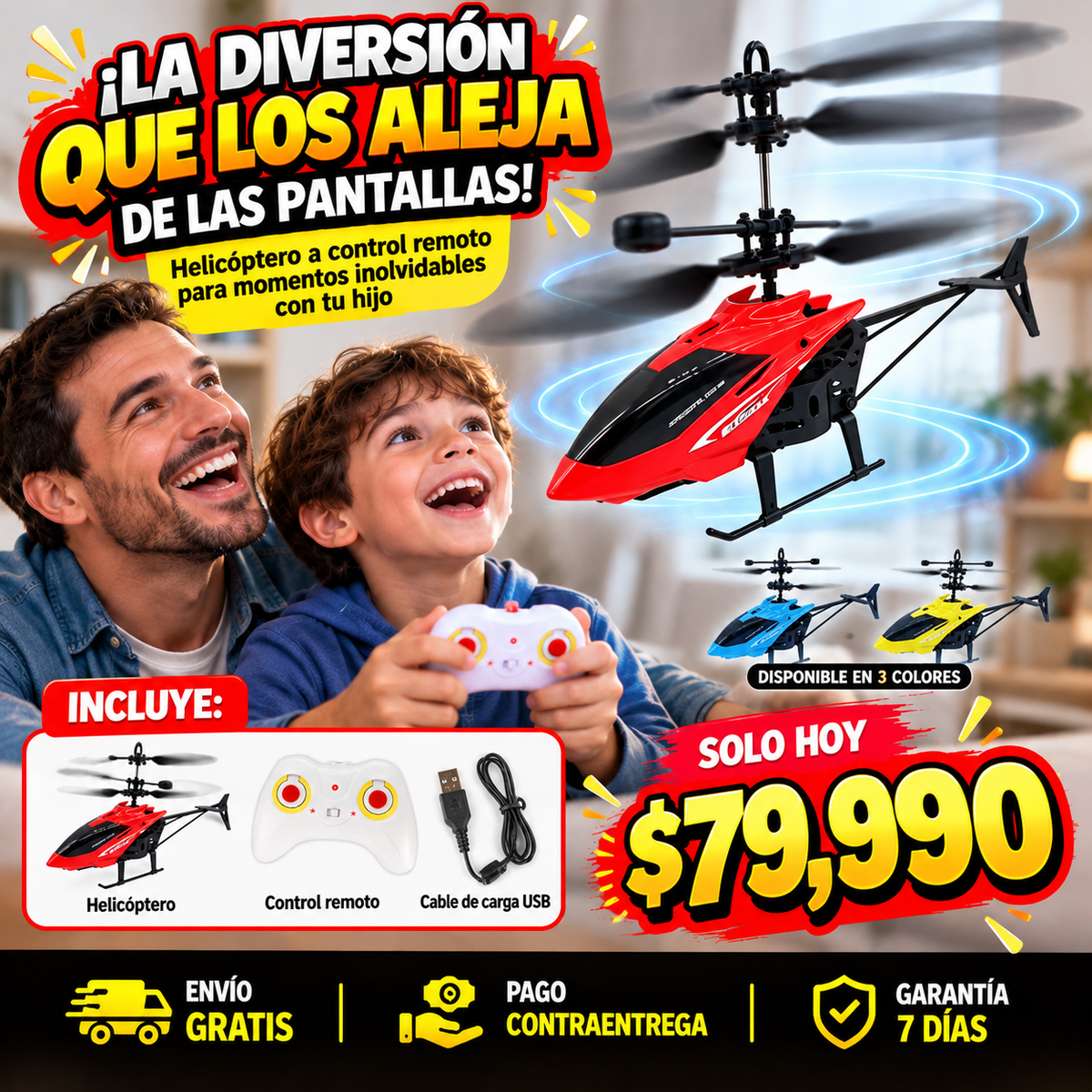 Helicóptero a Control Remoto con Sensor de Subida y Bajada