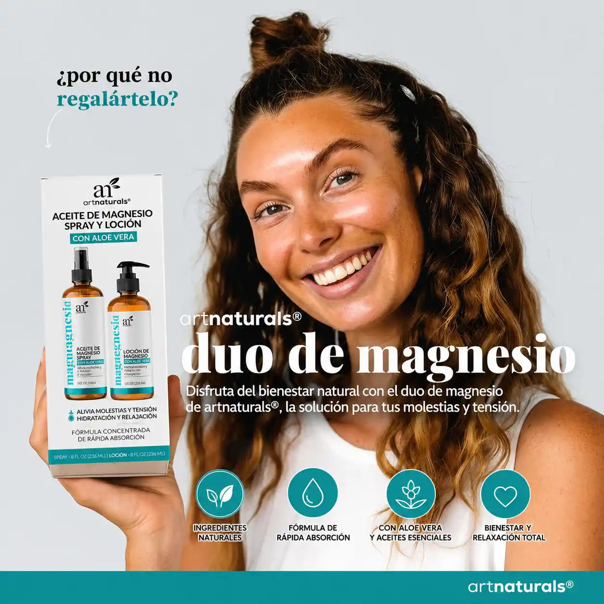 Duo de Magnesio ArtNaturals - Aceite + Loción con Aloe Vera