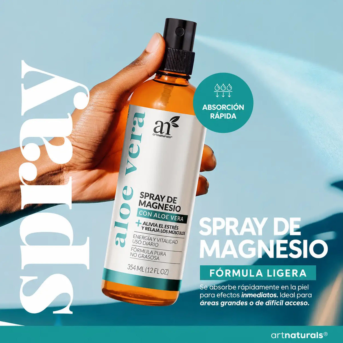 Duo de Magnesio ArtNaturals - Aceite + Loción con Aloe Vera